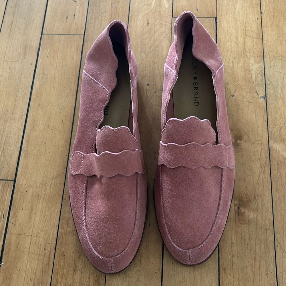 Lucky Brand genuine suede pink loafers